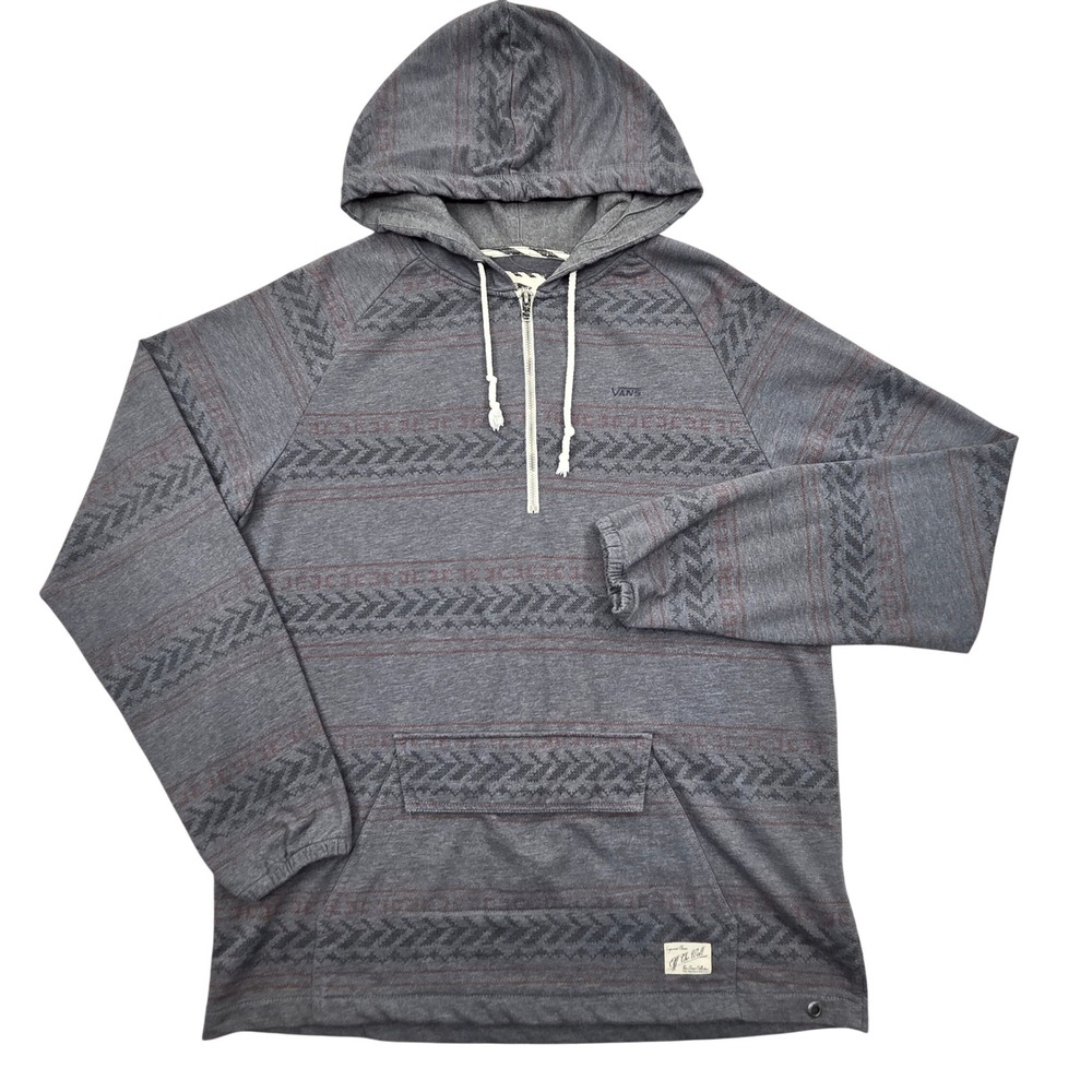 Vans Quarter Zip Hoodie Pullover Van Doren Kesley Aztec Tribal Gray Mens XL